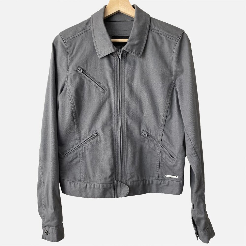 Calvin Klein Jeans Womens Denim Moto Jacket Size S Grey